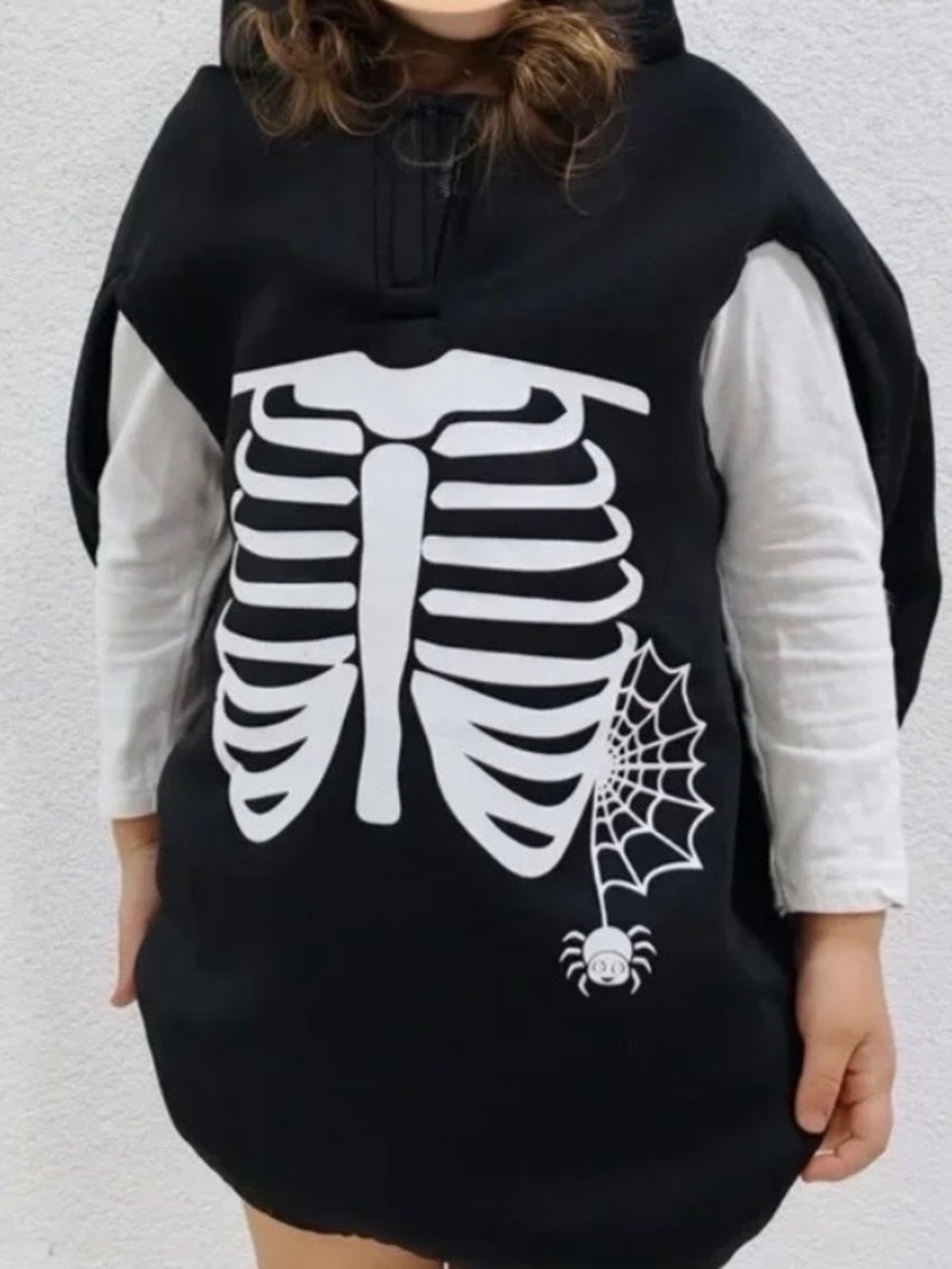 Zara Black and White Skeleton Hooded Costume with Spider Web